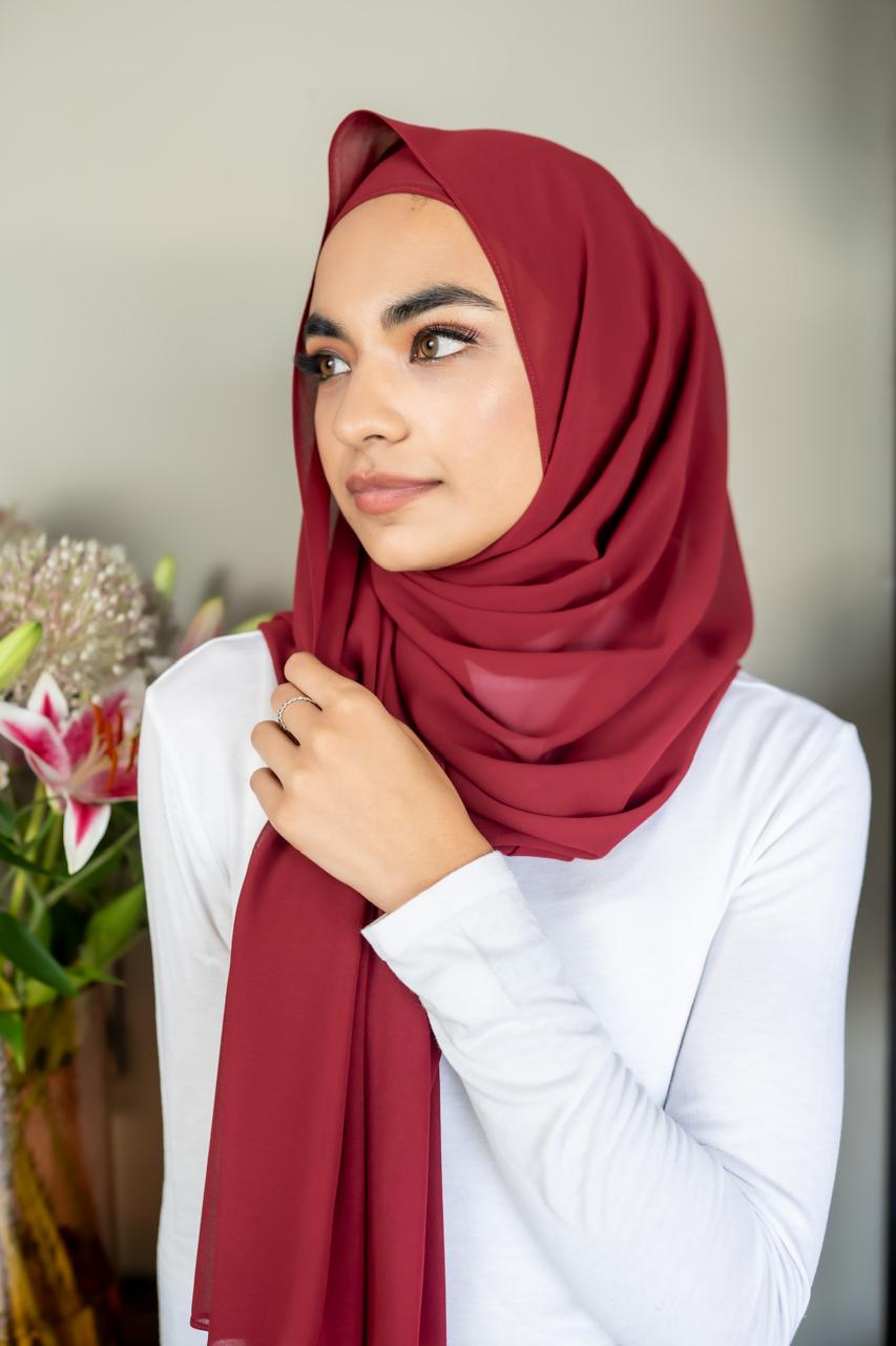 Maroon Chiffon Scarf