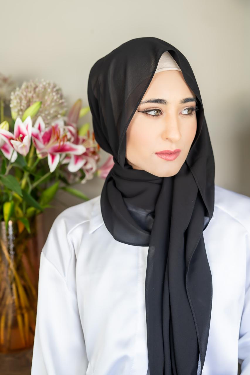 Black Chiffon Scarf