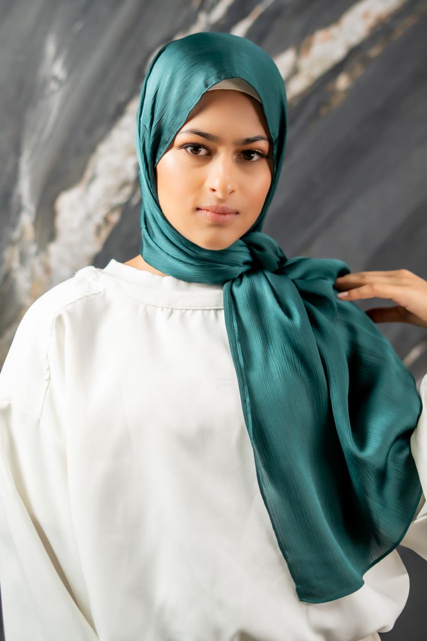 Emerald Glam Satin Scarf