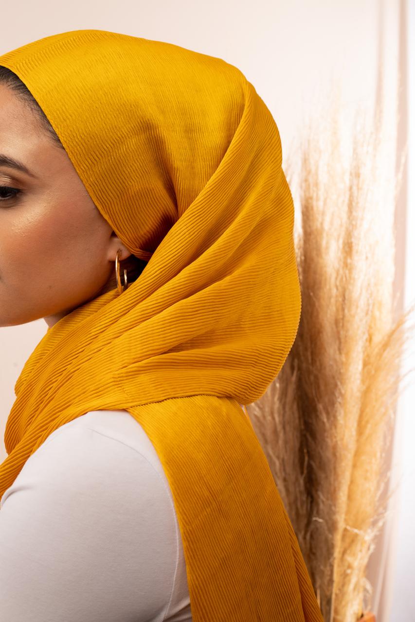 Pleated Satin Scarf Dijon