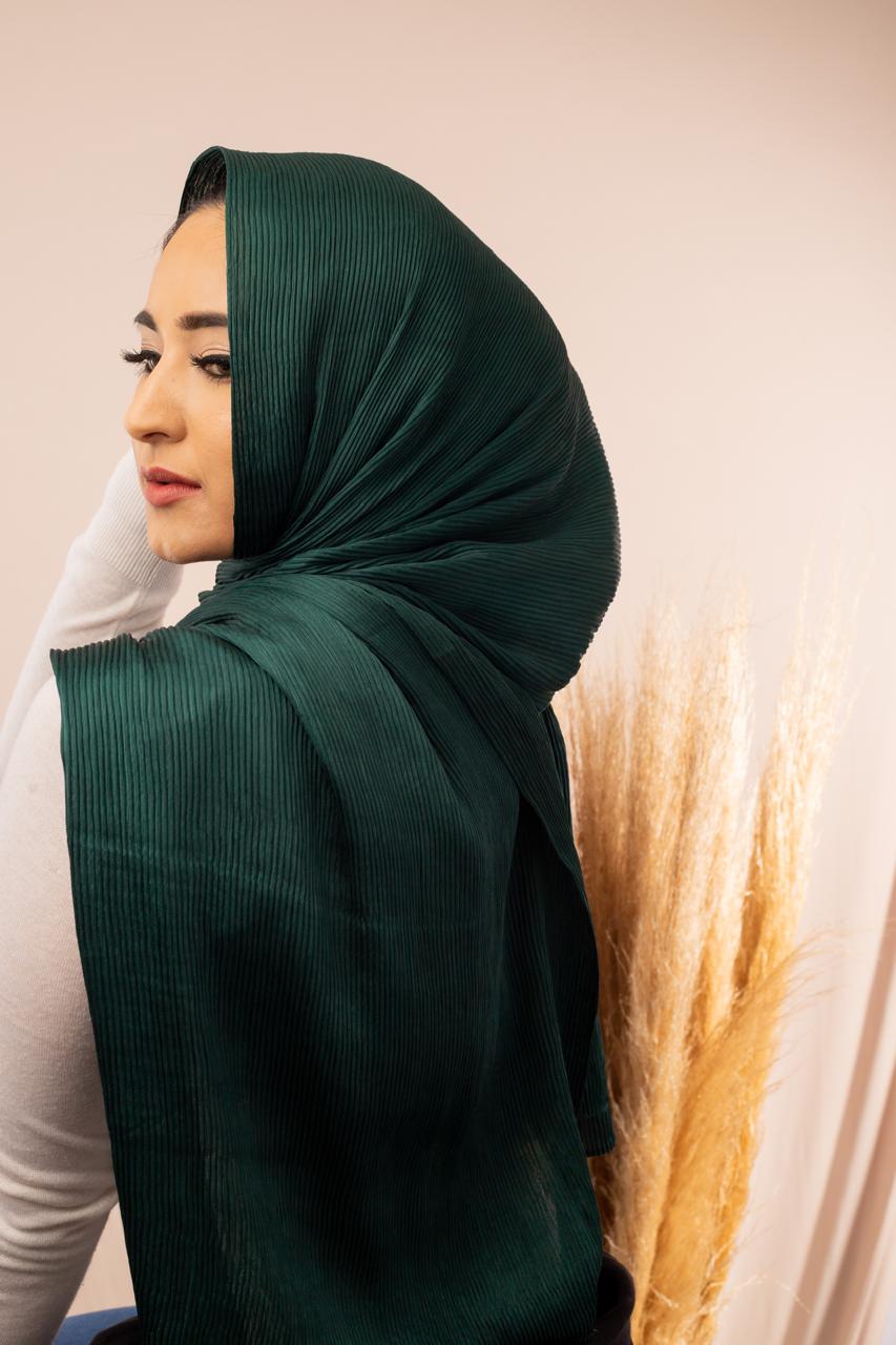 Pleated Satin Scarf Forest