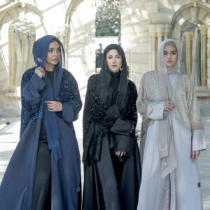 Abaya with Velvet Sequins