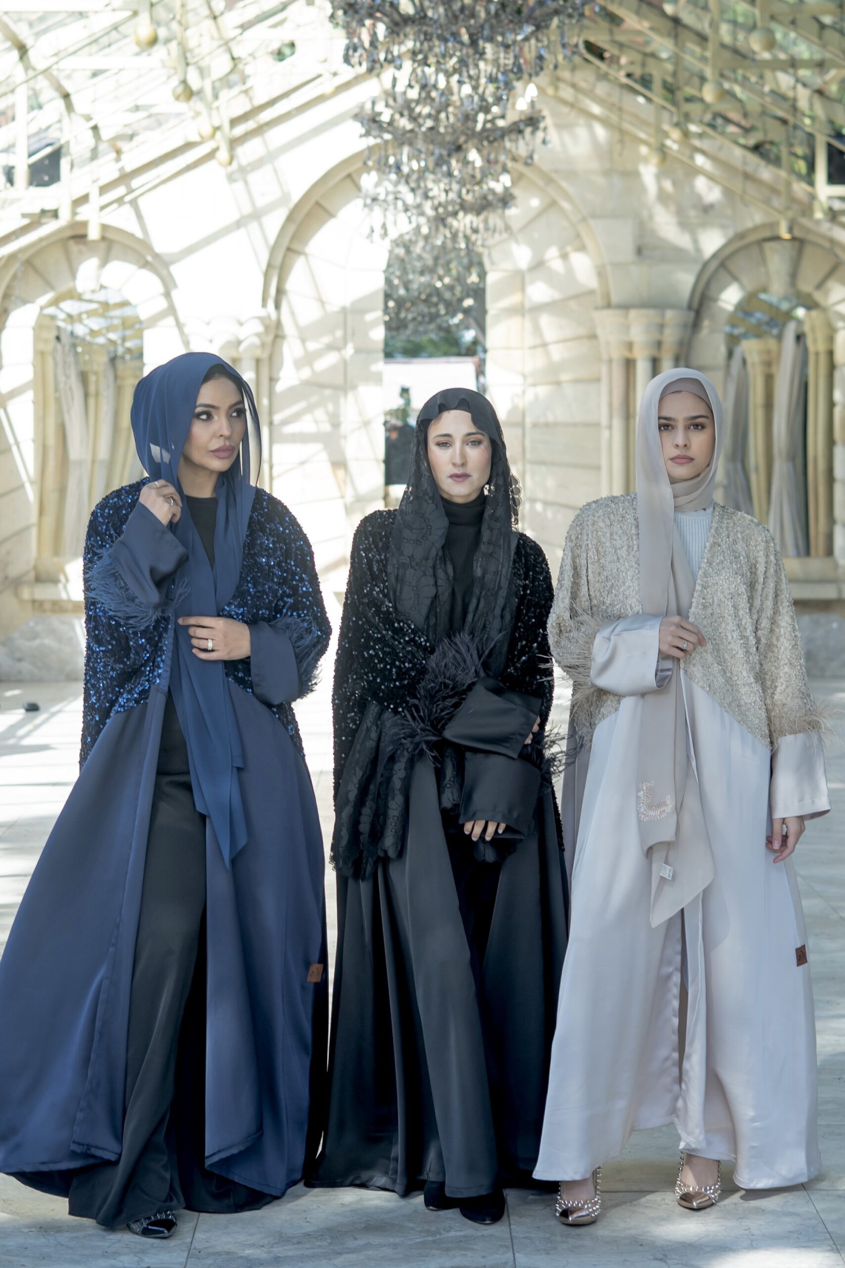 Abaya with Velvet Sequins